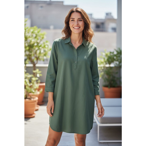 Pomander Place Dresses & Skirts - Pomander Place Green Collared Button Shirt Dress XXL NWT